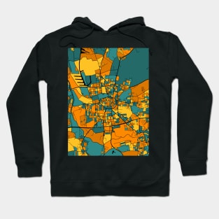 Dortmund Map Pattern in Orange & Teal Hoodie